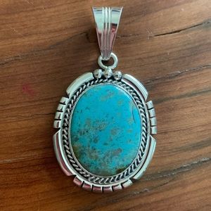 Beautiful large Native American Turquoise Sterling silver pendant